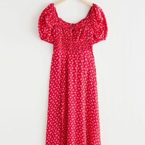 And Other Stories Smocked Side Slit Midi Dress EU 42/US14